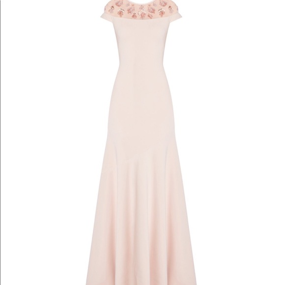 Theia Dresses & Skirts - Theia Stretch Crepe Off The Shoulder Gown